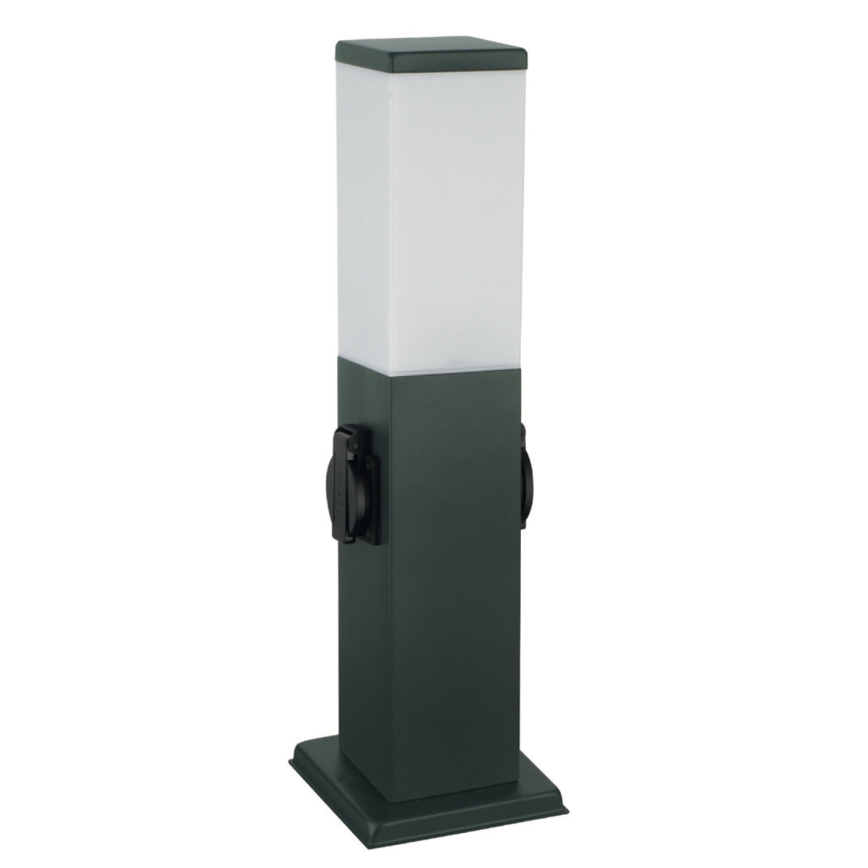 Brilagi - āra lampa ar 2 SCHUKO kontaktligzdām NOVA 1xE27/15W/230V 40 cm IP44 antracīta krāsā