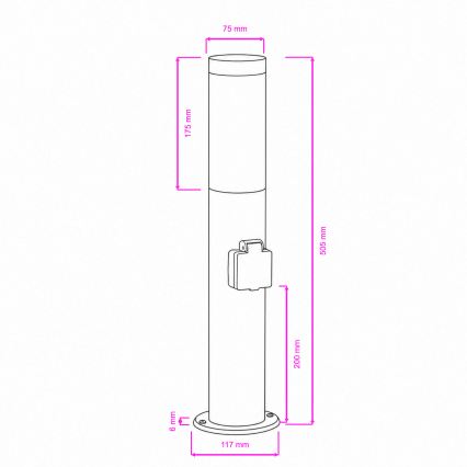 BRILAGI - Āra lampa ar kontaktligzdu ELIA 1xE27/20W/230V IP44 50 cm antracīts