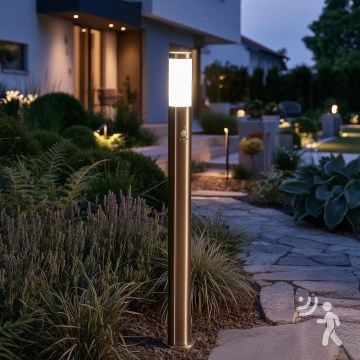 BRILAGI - Āra lampa ar kustības sensoru ELIA 1xE27/20W/230V IP44 100 cm matēts hroms