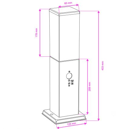 Brilagi - Āra lampa ar kustības sensoru NOVA 1xE27/15W/230V 40 cm IP44 antracīts