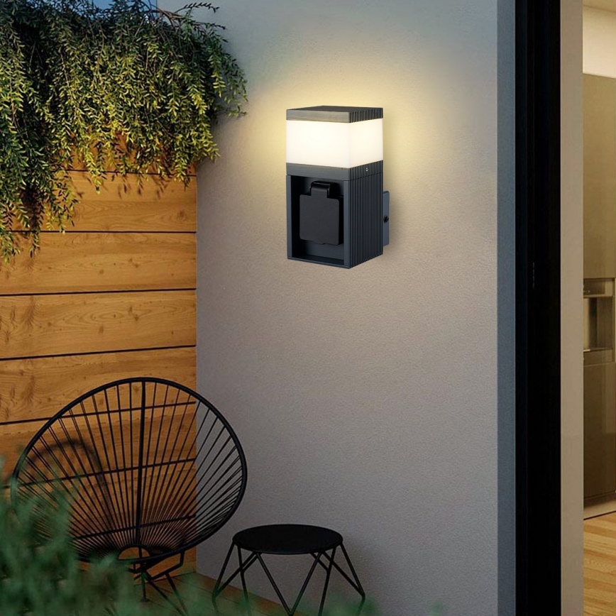 Brilagi - Āra sienas lampa ar SCHUKO kontaktligzdu PILLAR 1xG9/11W/230V IP44 antracīts
