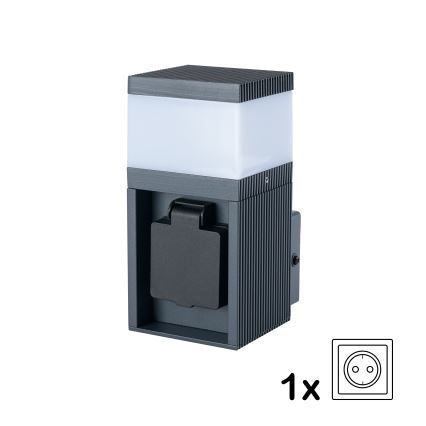 Brilagi - Āra sienas lampa ar SCHUKO kontaktligzdu PILLAR 1xG9/11W/230V IP44 antracīts