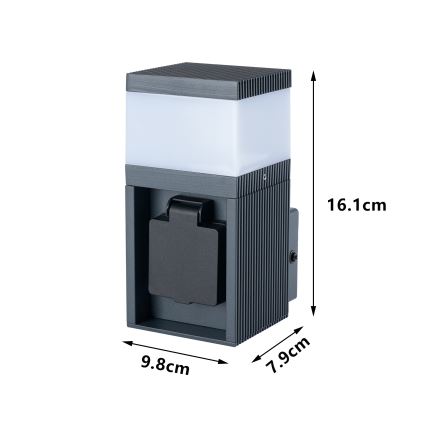 Brilagi - Āra sienas lampa ar SCHUKO kontaktligzdu PILLAR 1xG9/11W/230V IP44 antracīts