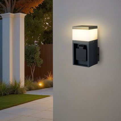 BRILAGI - Āra sienas lampa ar SCHUKO kontaktligzdu PILLAR 1xG9/11W/230V IP44 antracīts
