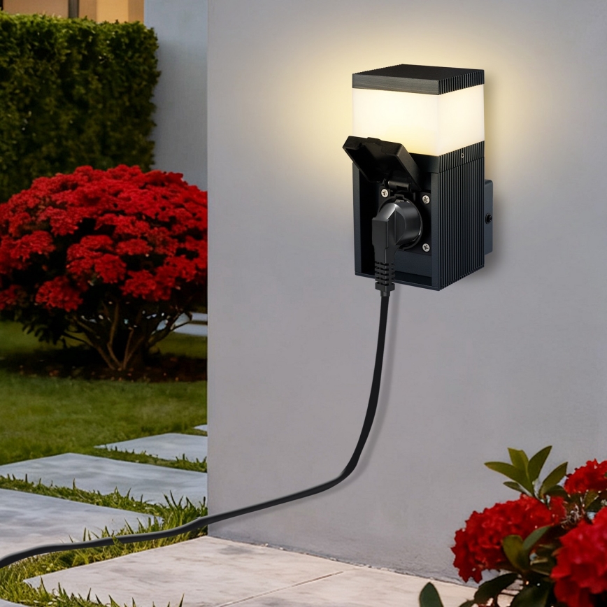 BRILAGI - Āra sienas lampa ar SCHUKO kontaktligzdu PILLAR 1xG9/11W/230V IP44 antracīts