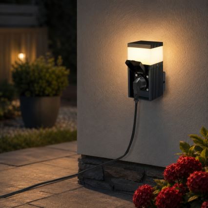 BRILAGI - Āra sienas lampa ar SCHUKO kontaktligzdu PILLAR 1xG9/11W/230V IP44 antracīts