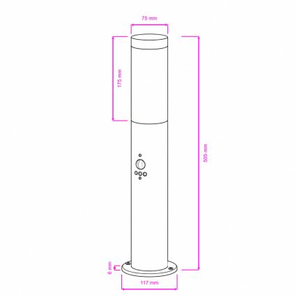 BRILAGI - Āra lampa ar kustības sensoru ELIA 1xE27/20W/230V IP44 50 cm matēts hroms