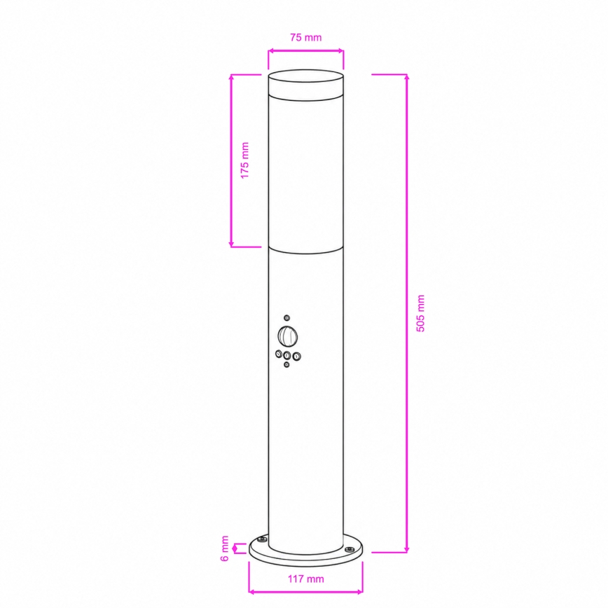 BRILAGI - Āra lampa ar kustības sensoru ELIA 1xE27/20W/230V IP44 50 cm matēts hroms
