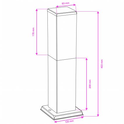 Brilagi - Āra lampa NOVA 1xE27/15W/230V 40 cm IP44 melna