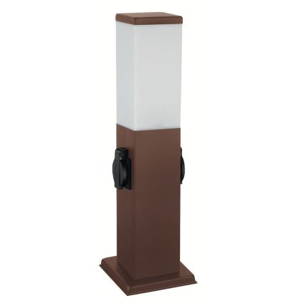 Brilagi - Āra lampa NOVA ar 2 SCHUKO kontaktligzdām, 1xE27/15W/230V, 40 cm, IP44, brūna