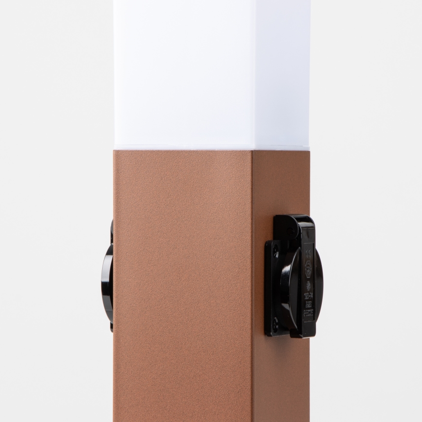 Brilagi - Āra lampa NOVA ar 2 SCHUKO kontaktligzdām, 1xE27/15W/230V, 40 cm, IP44, brūna