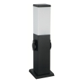 Brilagi - āra lampa NOVA ar 2 SCHUKO kontaktligzdām, 1xE27/15W/230V, 40 cm, IP44, melna