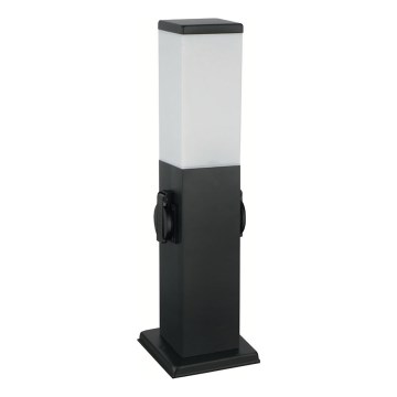 Brilagi - āra lampa NOVA ar 2 SCHUKO kontaktligzdām, 1xE27/15W/230V, 40 cm, IP44, melna