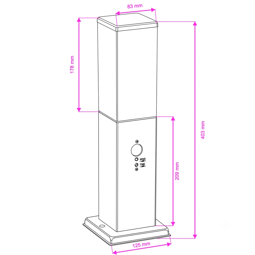 BRILAGI - āra lampa NOVA ar sensoru 1xE27/15W/230V 40 cm IP44, matēta hroma apdare
