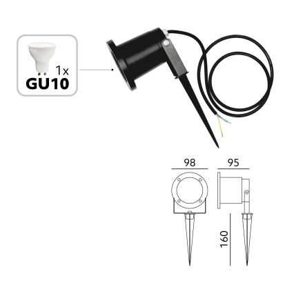 BRILAGI - Āra lampa TERRA 1xGU10/50W/230V IP65 melna