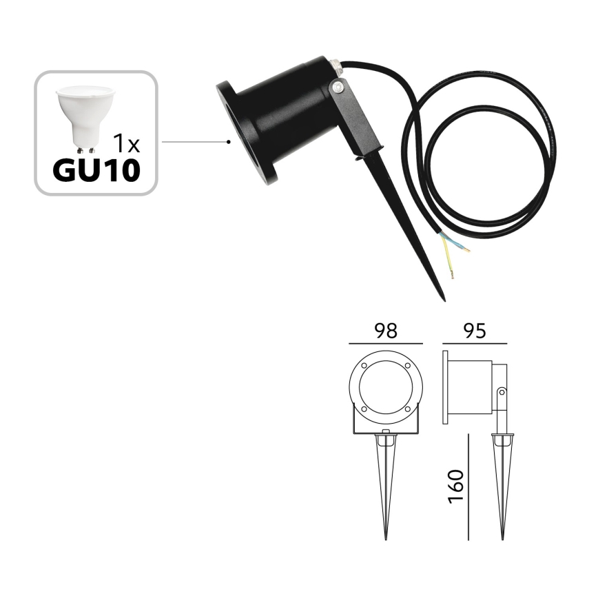 BRILAGI - Āra lampa TERRA 1xGU10/50W/230V IP65 melna