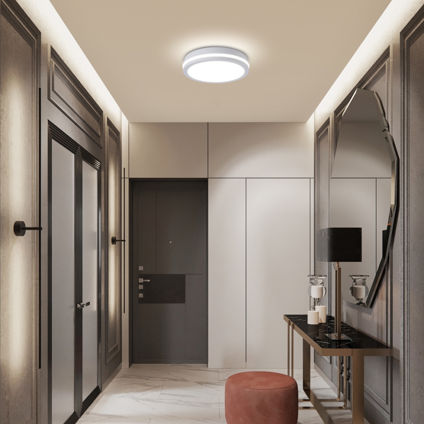 Brilagi - LED āra griestu gaismeklis ar sensoru BENE LED/24 W/230 V Ø 26 cm balts IP54