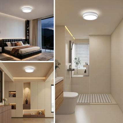 Brilagi - LED āra griestu gaismeklis ar sensoru BENE LED/24 W/230 V Ø 26 cm balts IP54