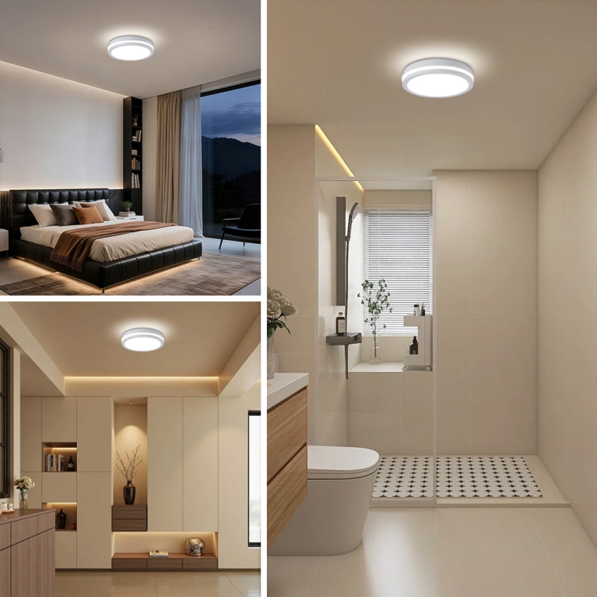 Brilagi - LED āra griestu gaismeklis ar sensoru BENE LED/24 W/230 V Ø 26 cm balts IP54