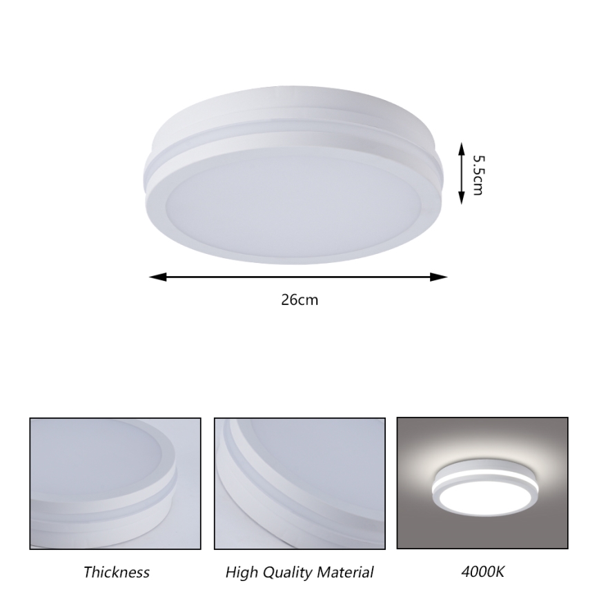 Brilagi - LED āra griestu gaismeklis ar sensoru BENE LED/24 W/230 V Ø 26 cm balts IP54