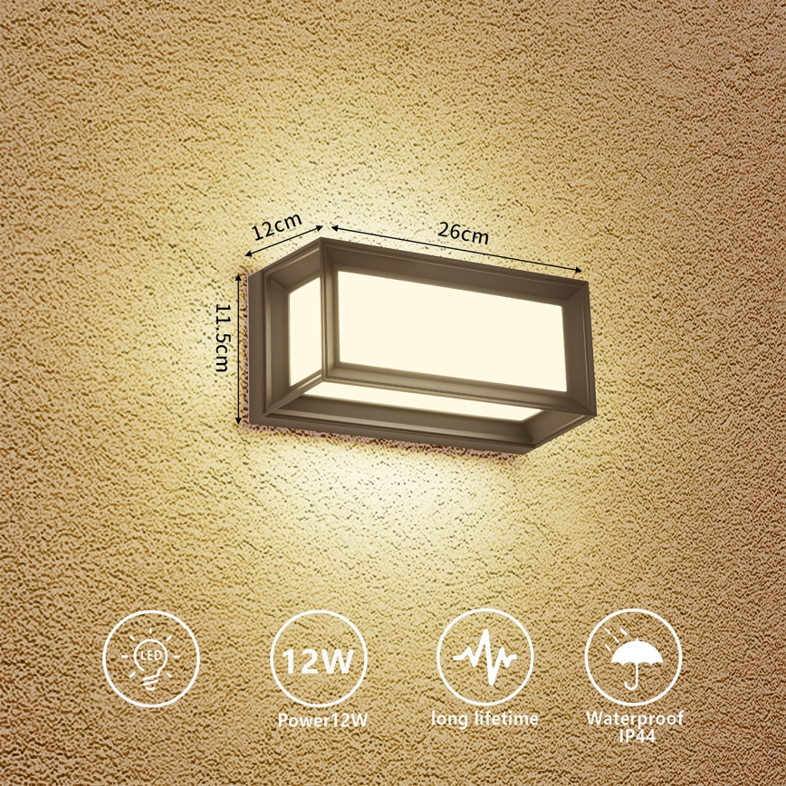 Brilagi - LED āra sienas gaismeklis PARKER LED/12W/230V 3000/4500/6000K antracīts IP44