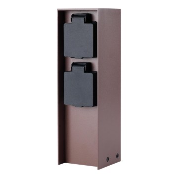 Brilagi - Āra ligzdu stabs PILLAR 2x SCHUKO 230V IP44 brūns