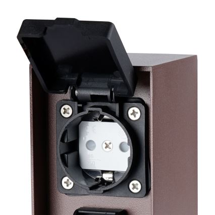 Brilagi - Āra ligzdu stabs PILLAR 2x SCHUKO 230V IP44 brūns