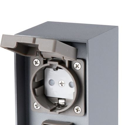 Brilagi - āra rozetes stabs PILLAR, 2x SCHUKO, 230 V, IP44, sudraba