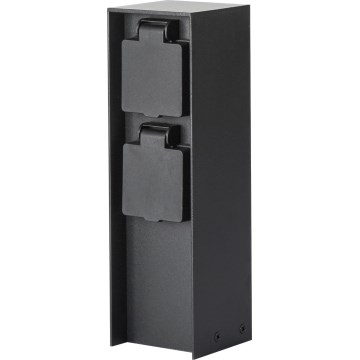 Brilagi - Āra rozetu stabs PILLAR 2Z SCHUKO 230V IP44 melns