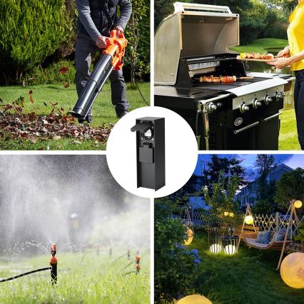 Brilagi - Āra rozetu stabs PILLAR 2Z SCHUKO 230V IP44 melns