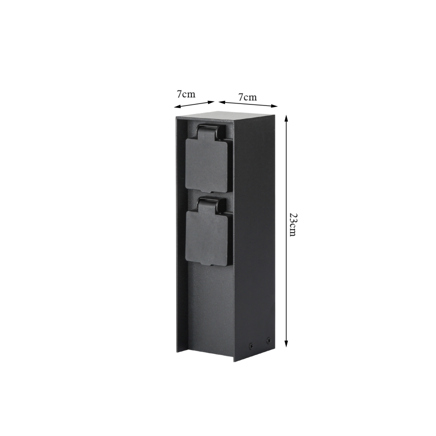Brilagi - Āra rozetu stabs PILLAR 2Z SCHUKO 230V IP44 melns