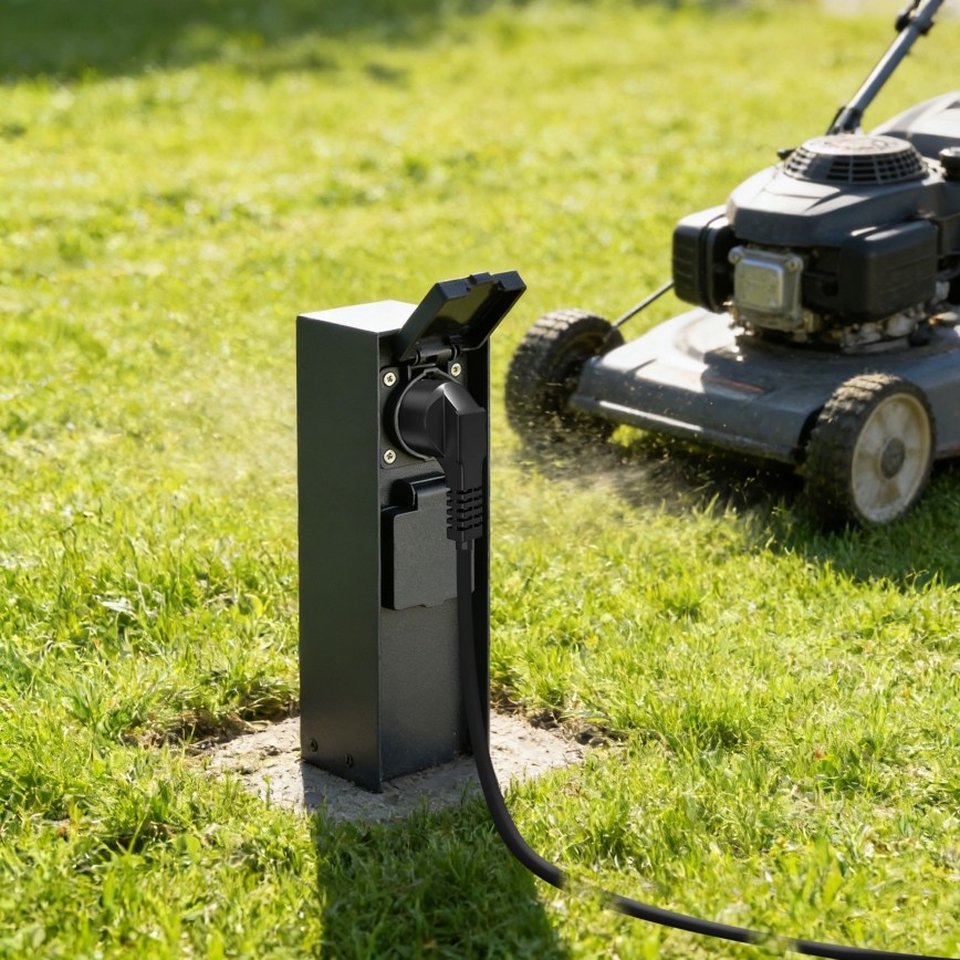 BRILAGI - Āra rozetu stabs PILLAR 2Z SCHUKO 230V IP44 melns