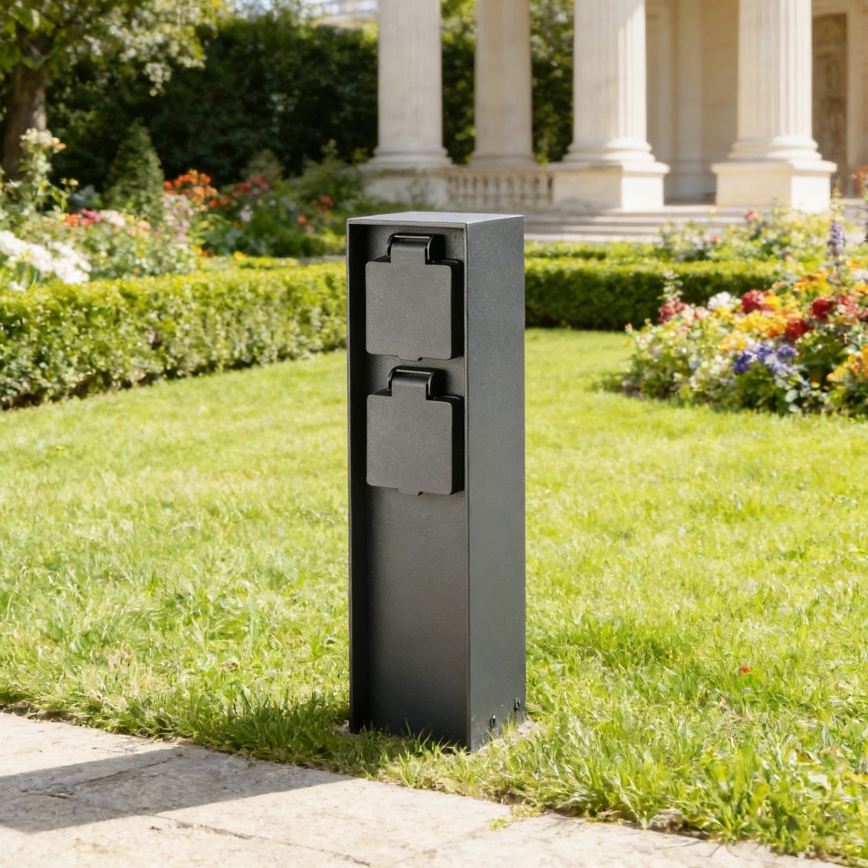 BRILAGI - Āra rozetu stabs PILLAR 2Z SCHUKO 230V IP44 melns