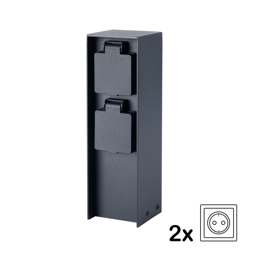 BRILAGI - Āra rozetu stabs PILLAR 2Z SCHUKO 230V IP44 melns