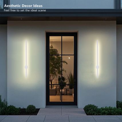Brilagi - AURA LED āra sienas gaismeklis, 12W/230V, 3000K, IP54, 65 cm, balts, CRI 90