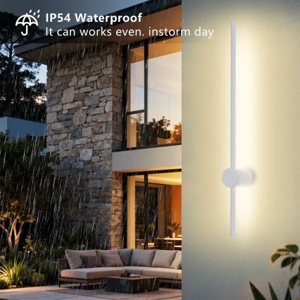 Brilagi - AURA LED āra sienas gaismeklis, 12W/230V, 3000K, IP54, 65 cm, balts, CRI 90