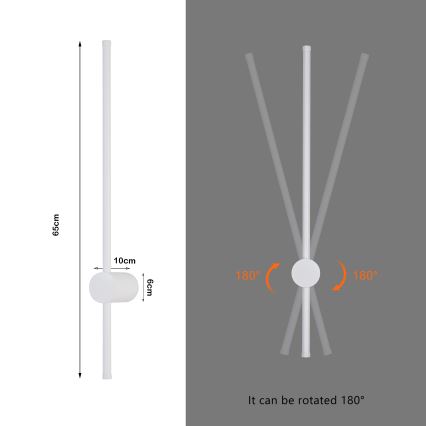 Brilagi - AURA LED āra sienas gaismeklis, 12W/230V, 3000K, IP54, 65 cm, balts, CRI 90