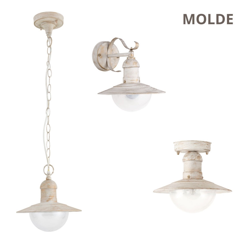 Brilagi - Āra sienas gaismeklis MOLDE 1xE27/60W/230V IP44 balts/patina