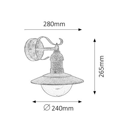 Brilagi - Āra sienas gaismeklis MOLDE 1xE27/60W/230V IP44 bronzas ar patinu