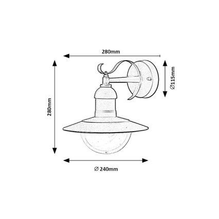 Brilagi - Āra sienas gaismeklis MOLDE 1xE27/60W/230V IP44 melns