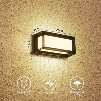 Brilagi - Āra sienas gaismeklis PARKER 1xE27/60W/230V melns IP44