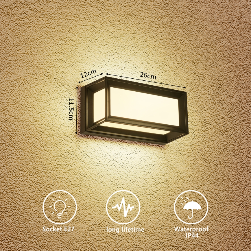 Brilagi - Āra sienas gaismeklis PARKER 1xE27/60W/230V melns IP44