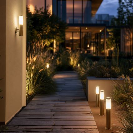 BRILAGI - Āra sienas lampa ar kustības sensoru ELIA 1xE27/20W/230V IP44 matēts hroms