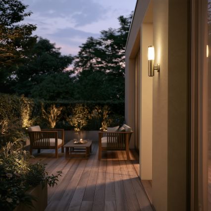 BRILAGI - Āra sienas lampa ar kustības sensoru ELIA 1xE27/20W/230V IP44 matēts hroms