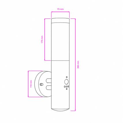 BRILAGI - Āra sienas lampa ar kustības sensoru ELIA 1xE27/20W/230V IP44 matēts hroms