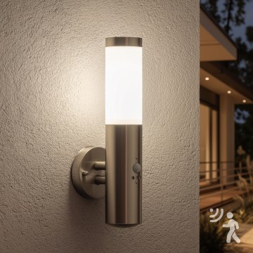 BRILAGI - Āra sienas lampa ar kustības sensoru ELIA 1xE27/20W/230V IP44 matēts hroms