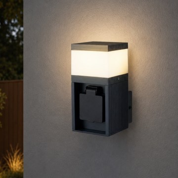 Brilagi - Āra sienas lampa ar SCHUKO kontaktligzdu PILLAR 1xG9/11W/230V IP44 antracīts