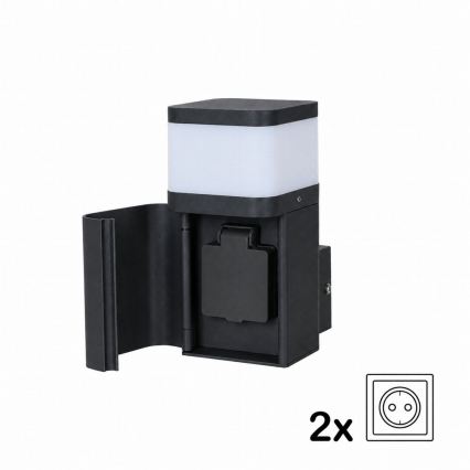BRILAGI - Āra sienas lampa ar SCHUKO kontaktligzdu PILLAR 1xG9/11W/230V IP44 melna