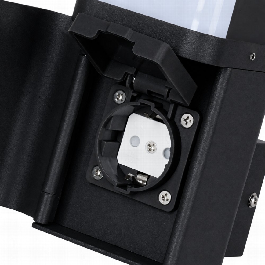 BRILAGI - Āra sienas lampa ar SCHUKO kontaktligzdu PILLAR 1xG9/11W/230V IP44 melna