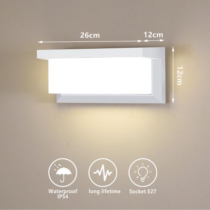 Brilagi - Āra sienas lampa BRICKY 1xE27/60W/230V balta IP54